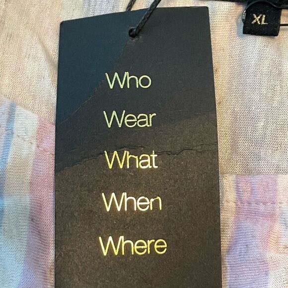 W5 Twist Front Top Pink Purple Blue White Striped Knit Scoop Neck Short Sleeve S - Picture 4 of 6